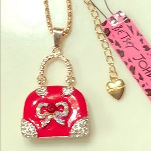 🌺 Gorgeous Red & Clear Crystal Purse Necklace